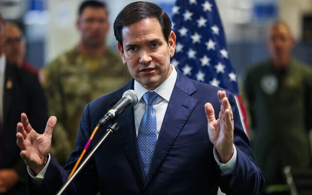 US Secretary of State Marco Rubio speaks to the media at the Civil-Military Coordination Center for Gaza in southern Israel, October 24, 2025. (photo: Fadel Senna, Pool Photo via AP)