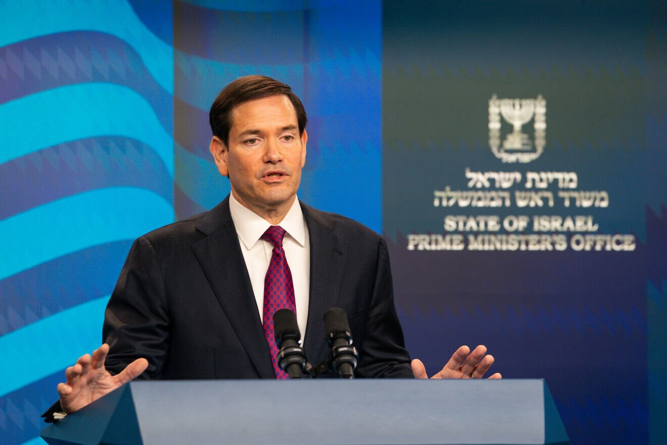 Marco Rubio, the U.S. secretary of state, speaks to reporters in Jerusalem alongside Israeli Prime Minister Benjamin Netanyahu, Sept. 15, 2025. (photo: Freddie Everett, U.S. State Department)